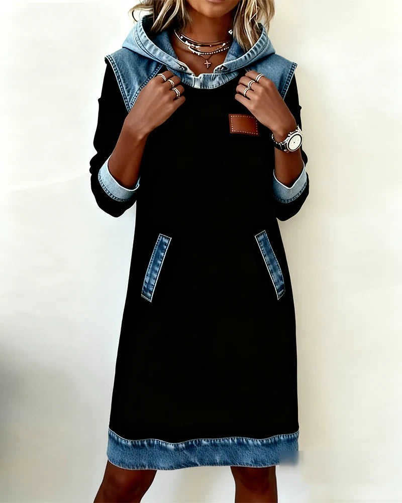 ADELINA™ | Stylish Denim-Look Dress