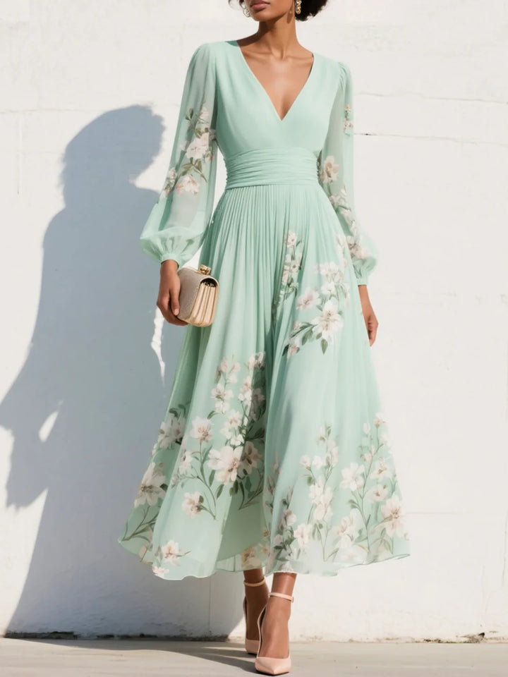 HANNAH™ | Pleated Floral Midi Dress
