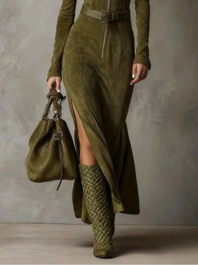 ALIANA™ | Suede Maxi Dress