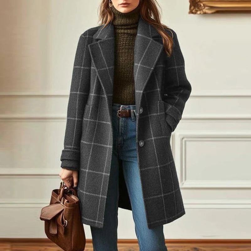 VALERIA™ | Elegant Wool Plaid Coat
