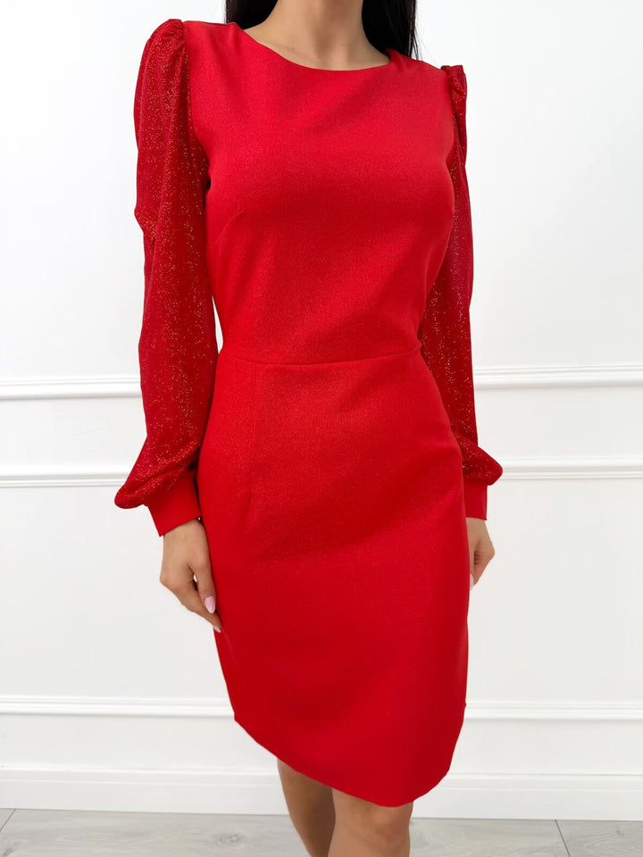 ANNA™ | Shimmering Dress with Decorative Sleeves