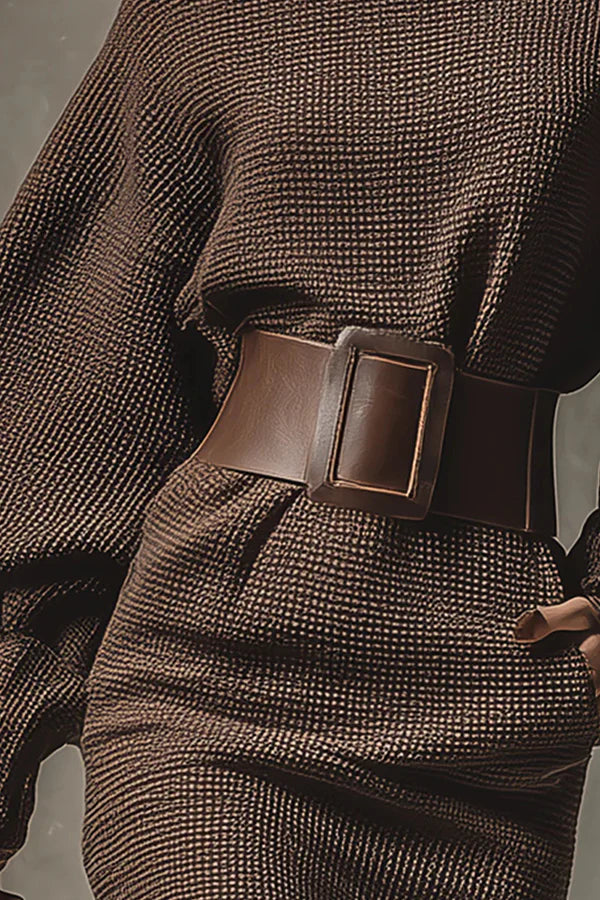 CLEA™ |  Short Knit Dress with Fitted Belt