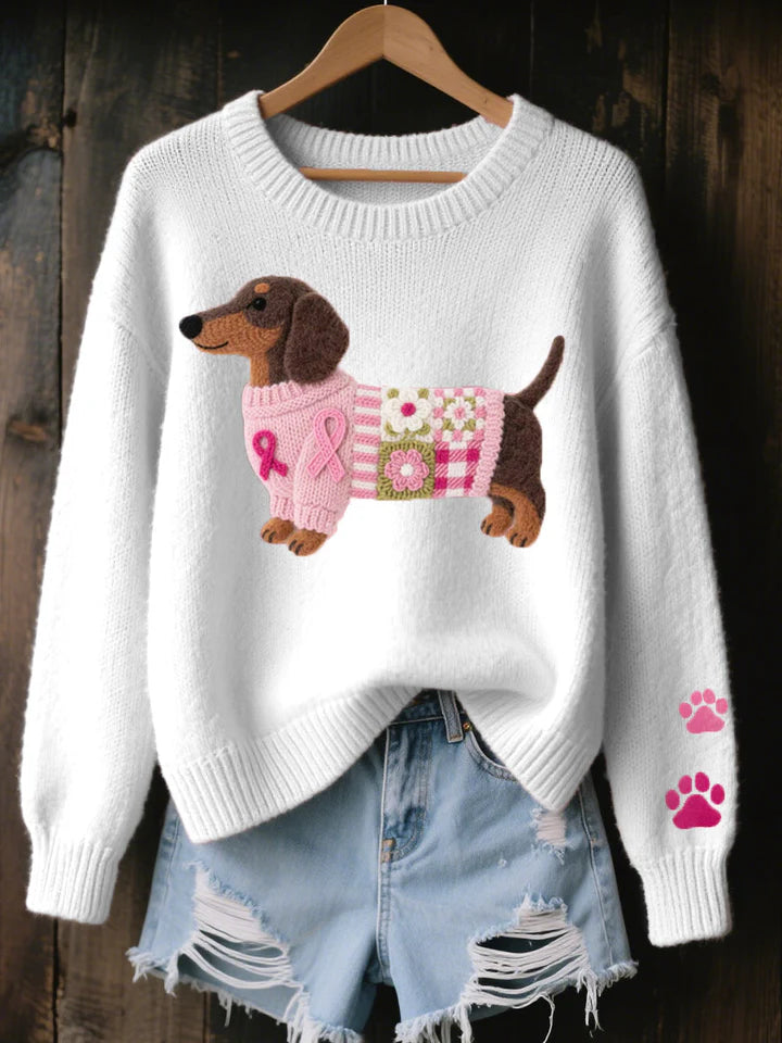 NAONI™ |  Wool Felt Dachshund Knitted Sweater