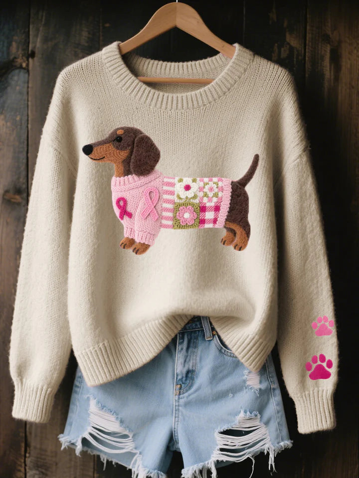 NAONI™ |  Wool Felt Dachshund Knitted Sweater