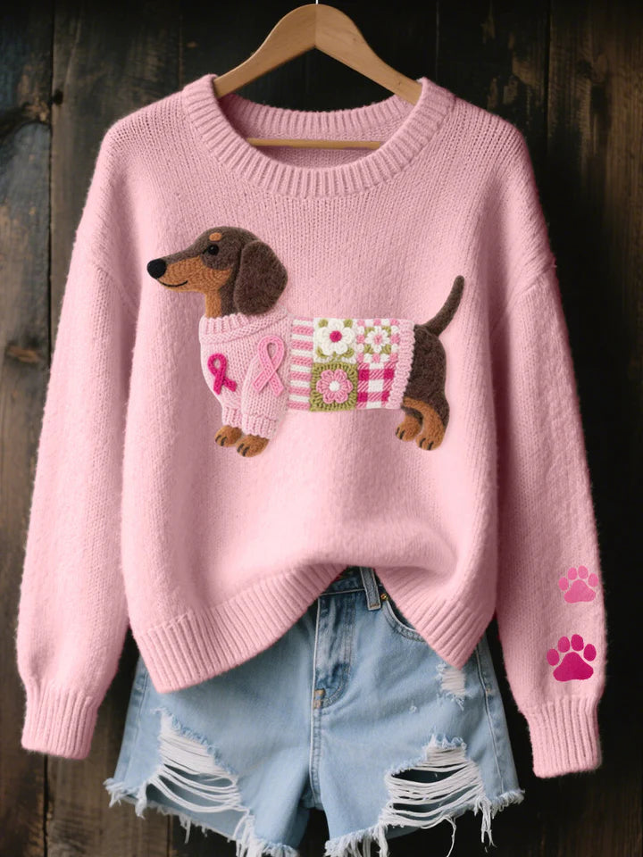 NAONI™ |  Wool Felt Dachshund Knitted Sweater