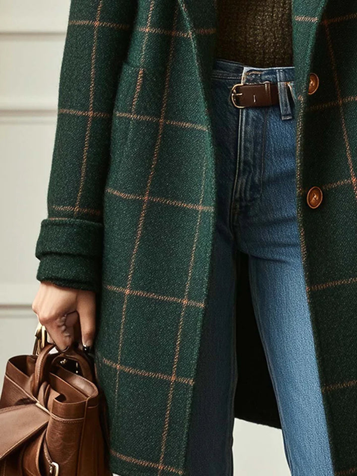 VALERIA™ | Elegant Wool Plaid Coat