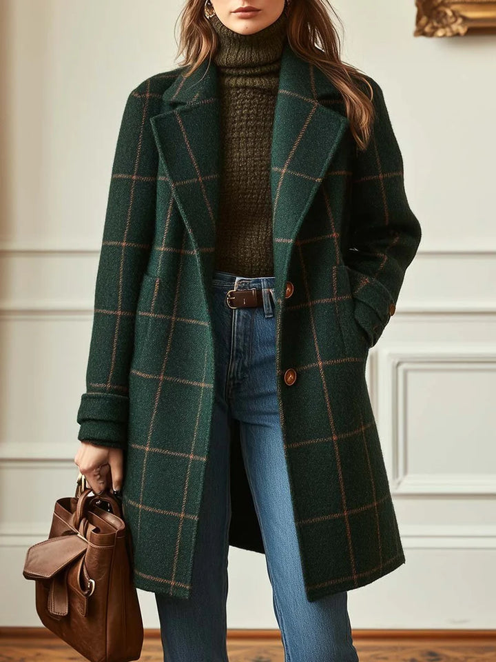 VALERIA™ | Elegant Wool Plaid Coat