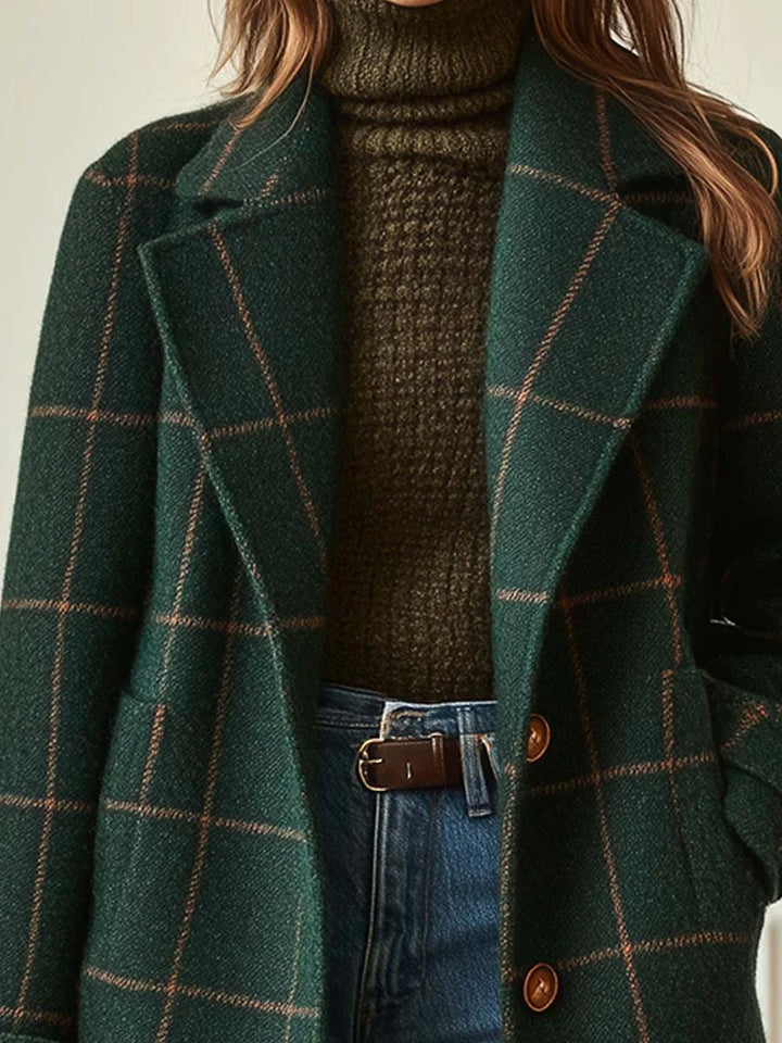 VALERIA™ | Elegant Wool Plaid Coat