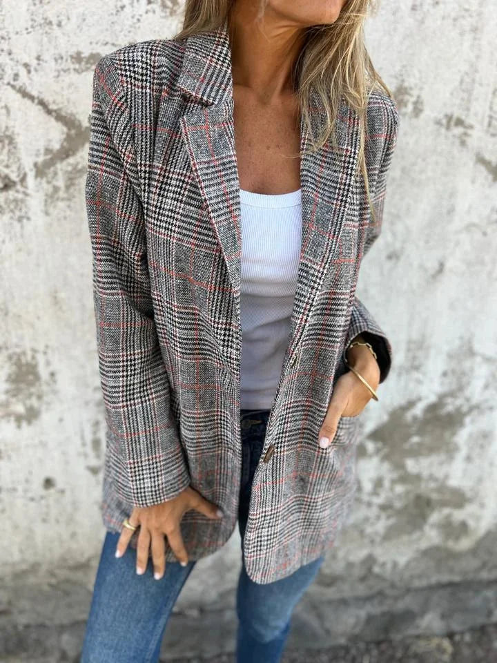 LAYLA™ | Casual checkered jacket with lapel