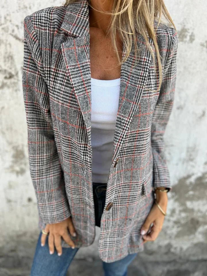 LAYLA™ | Casual checkered jacket with lapel