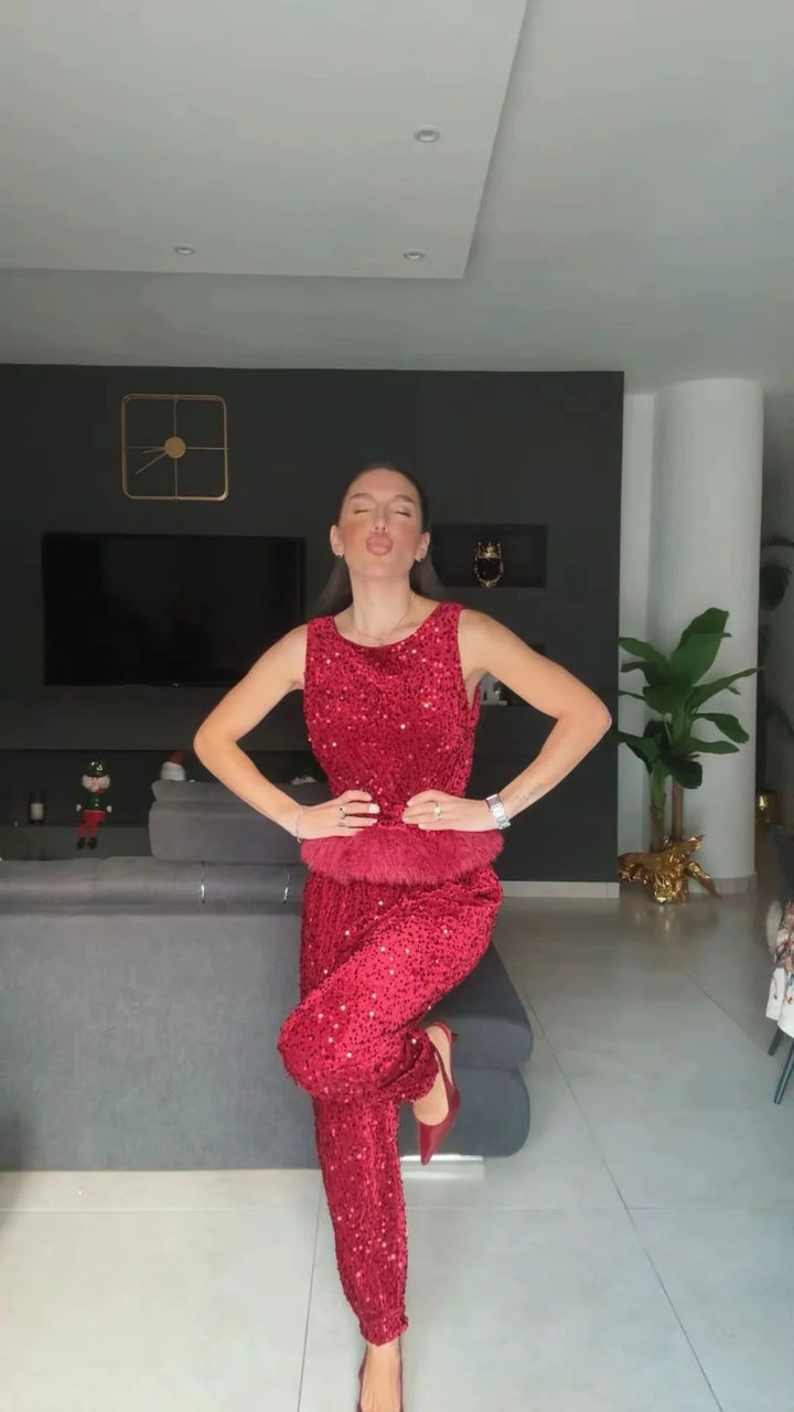 LAURIE™ | Feather-Trim Two-Piece Set